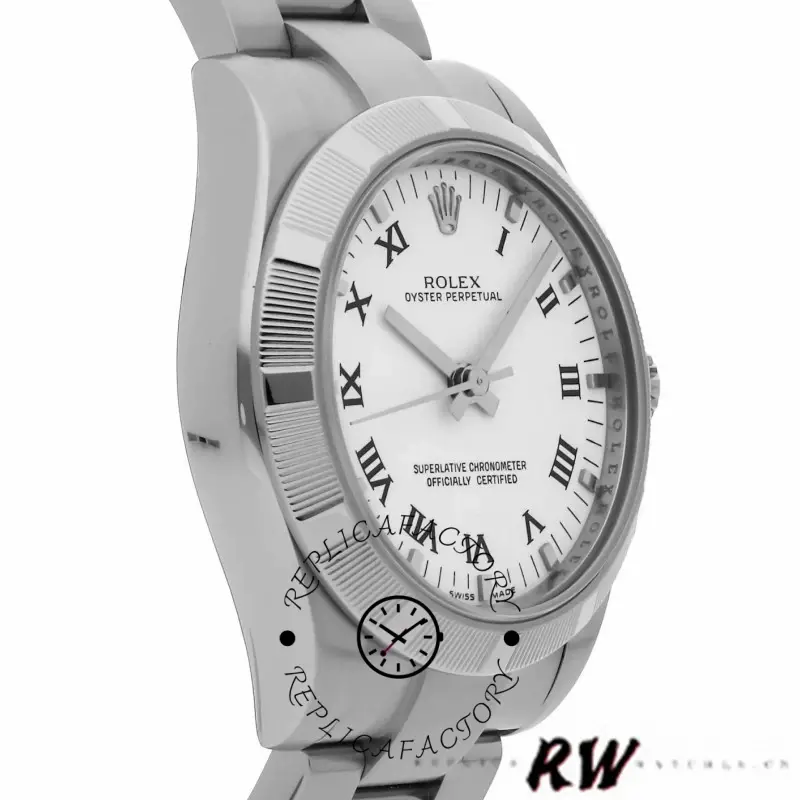 Rolex Oyster Perpetual 177210 Stainless Steel White Roman Dial 31mm Lady Replica Watch