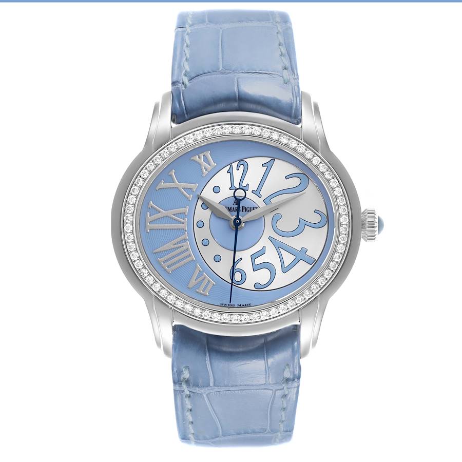 Audemars Piguet Millenary Blue Dial Steel Diamond Ladies Watch 77301ST