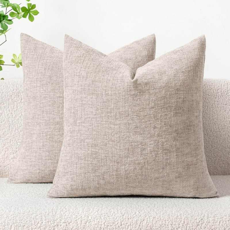 Soft Chenille Solid Dyed Pillow Covers (Pack of 2)