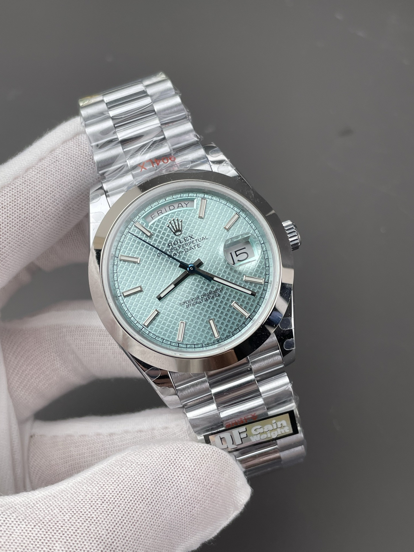 Grid Ice Blue Dial Day-Date