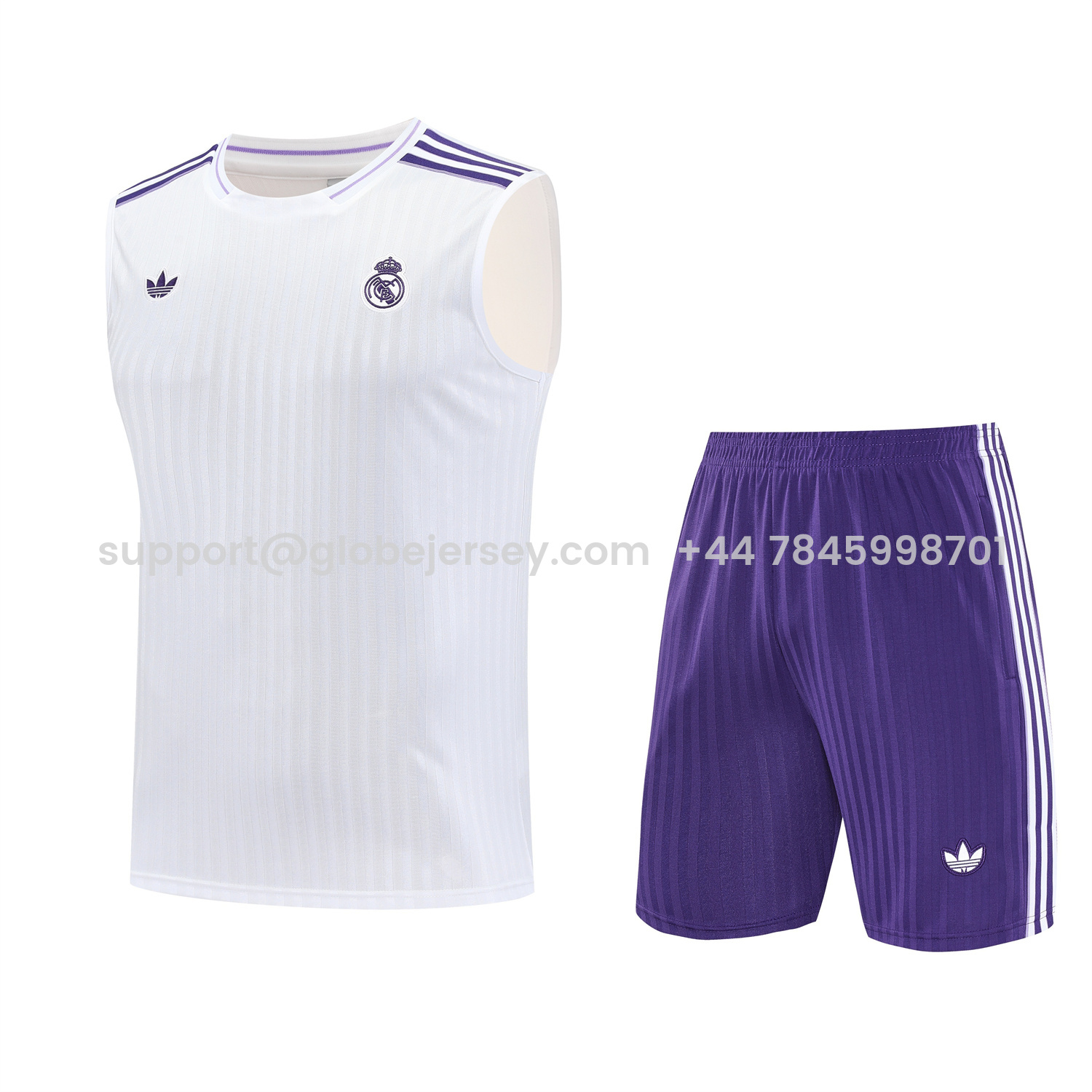 Real Madrid 25-26 Vest Training Set - Pure White Vest & Purple Shorts