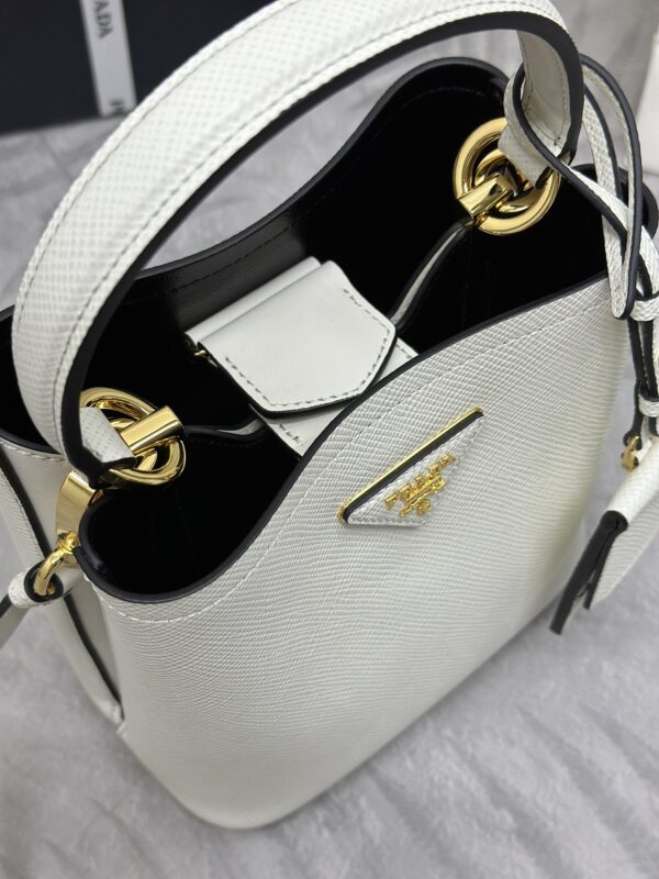 Replica Prada Saffiano Black Bucket White