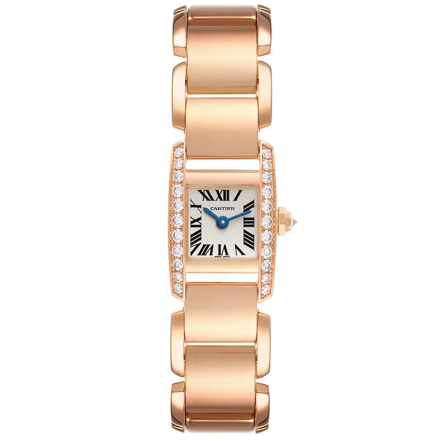 Cartier Tankissime Silver Dial Rose Gold Diamond Ladies Watch WE70058H