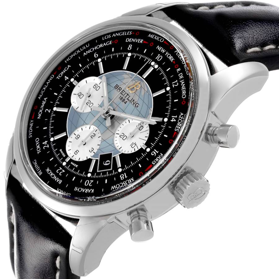 Breitling Transocean Chronograph Unitime Steel Mens Watch AB0510