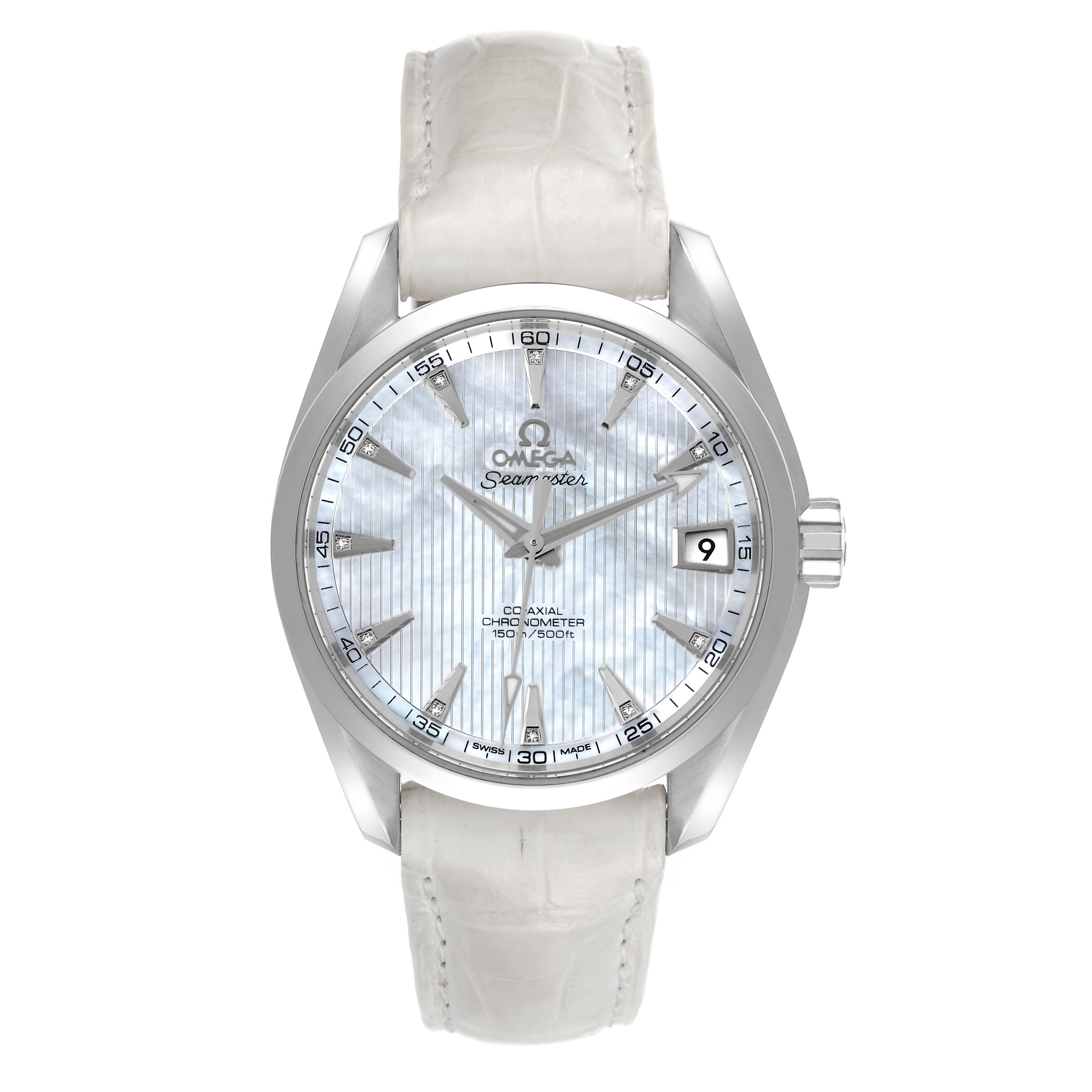 Omega Seamaster Aqua Terra Mother Of Pearl Diamond Steel Watch 39.5 MM 231.13.39.21.55.001