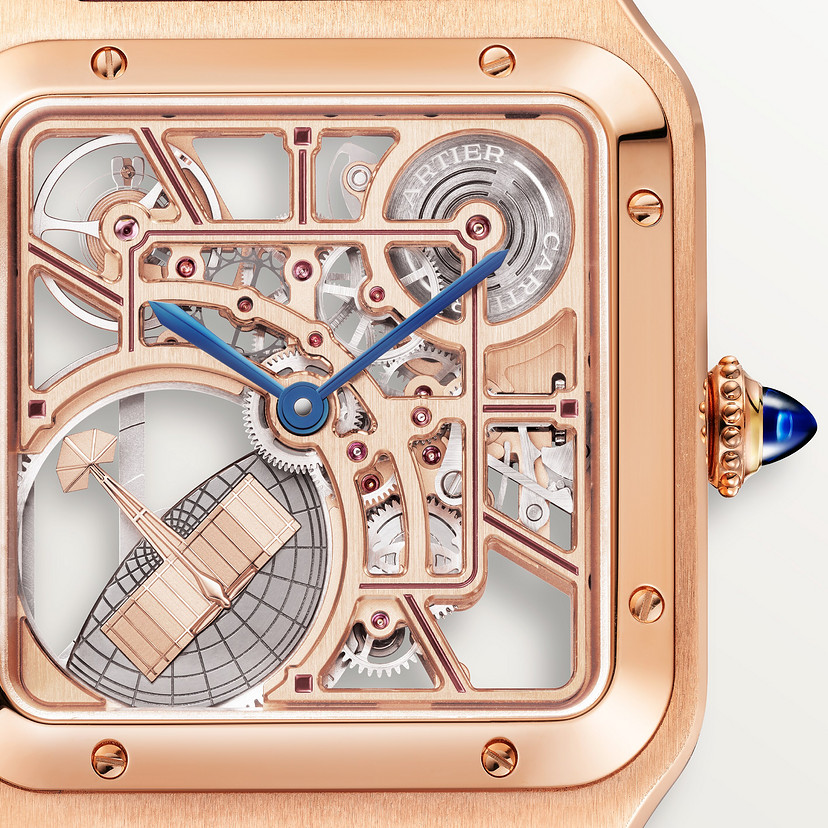 Santos-Dumont skeleton watch equipped with a micro-rotor