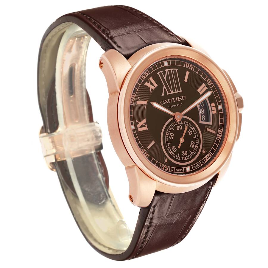 Cartier Calibre Rose Gold Brown Dial Automatic Mens Watch W7100007