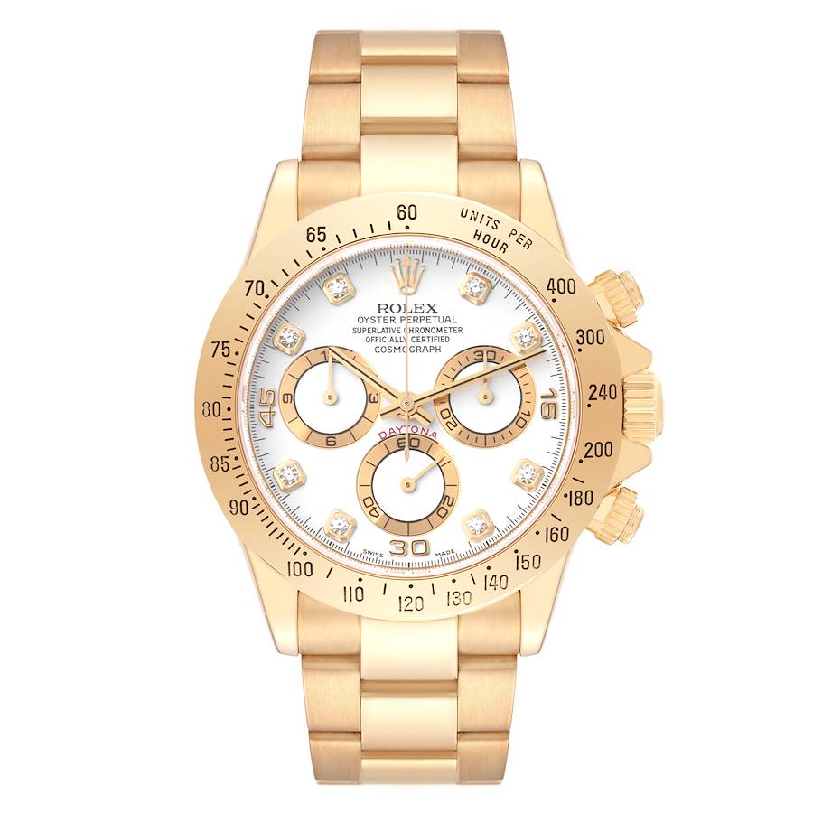 Rolex Daytona Yellow Gold White Diamond Dial Mens Watch 116528