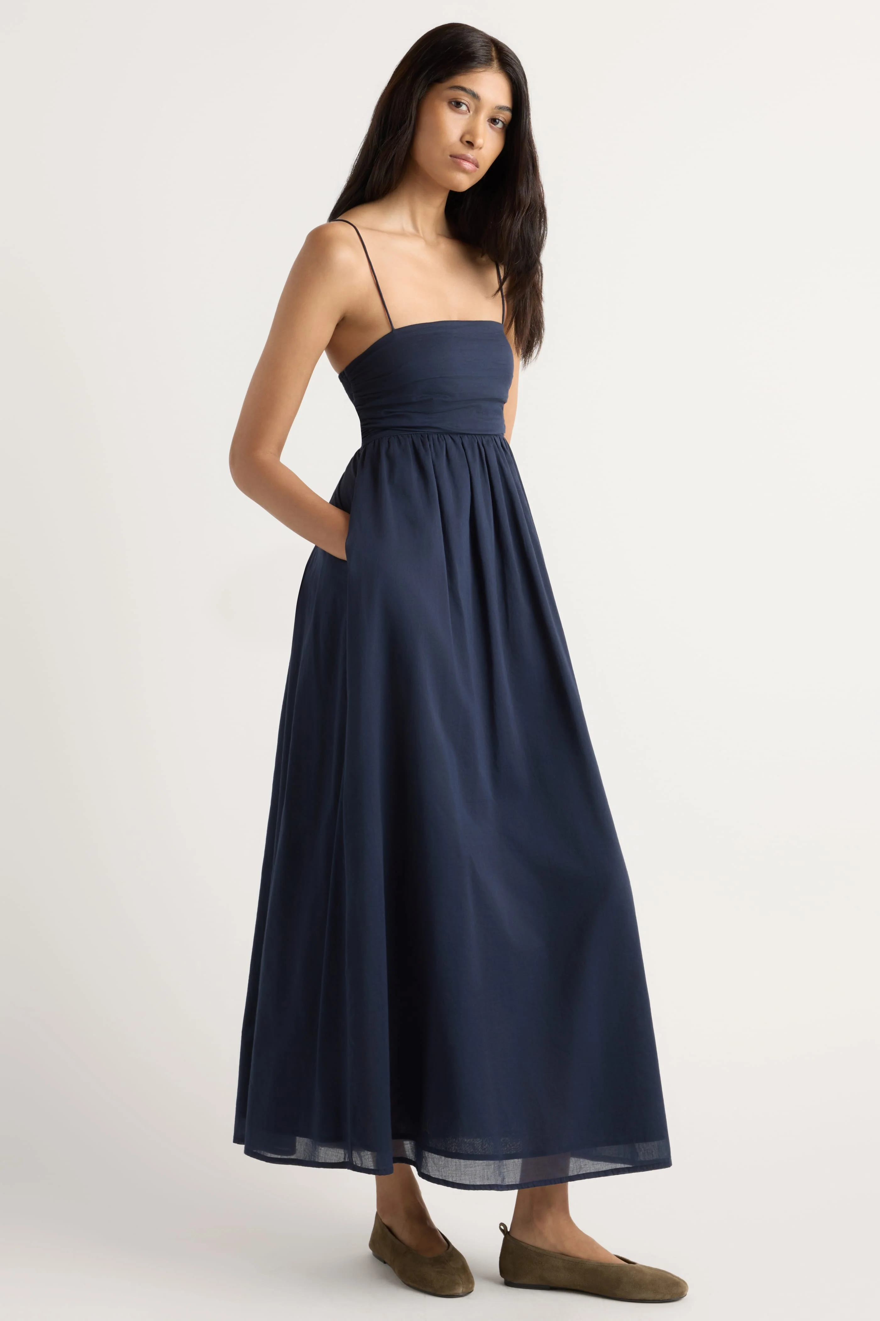 Aurora Ruched Organic Cotton Maxi Dress