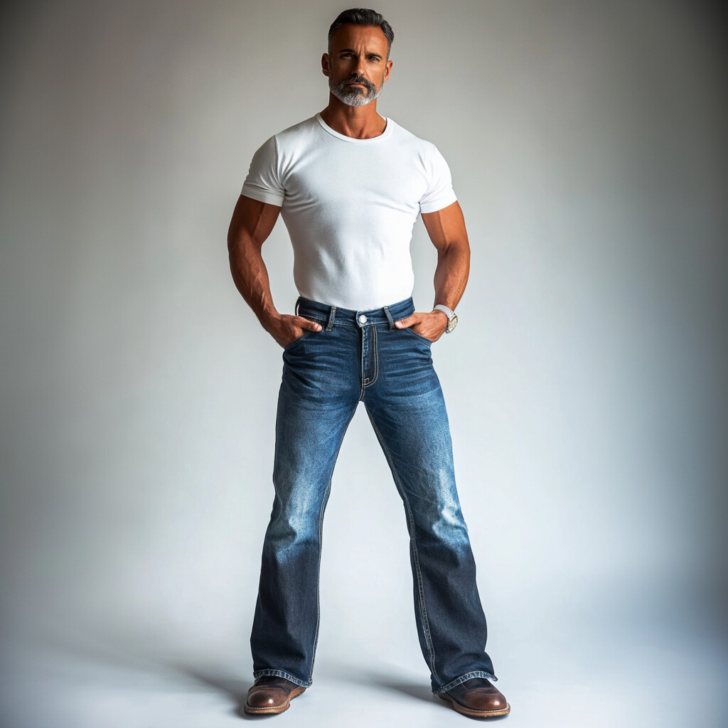 Men's Casual Mid Rise Straight Leg Washed Denim Jeans