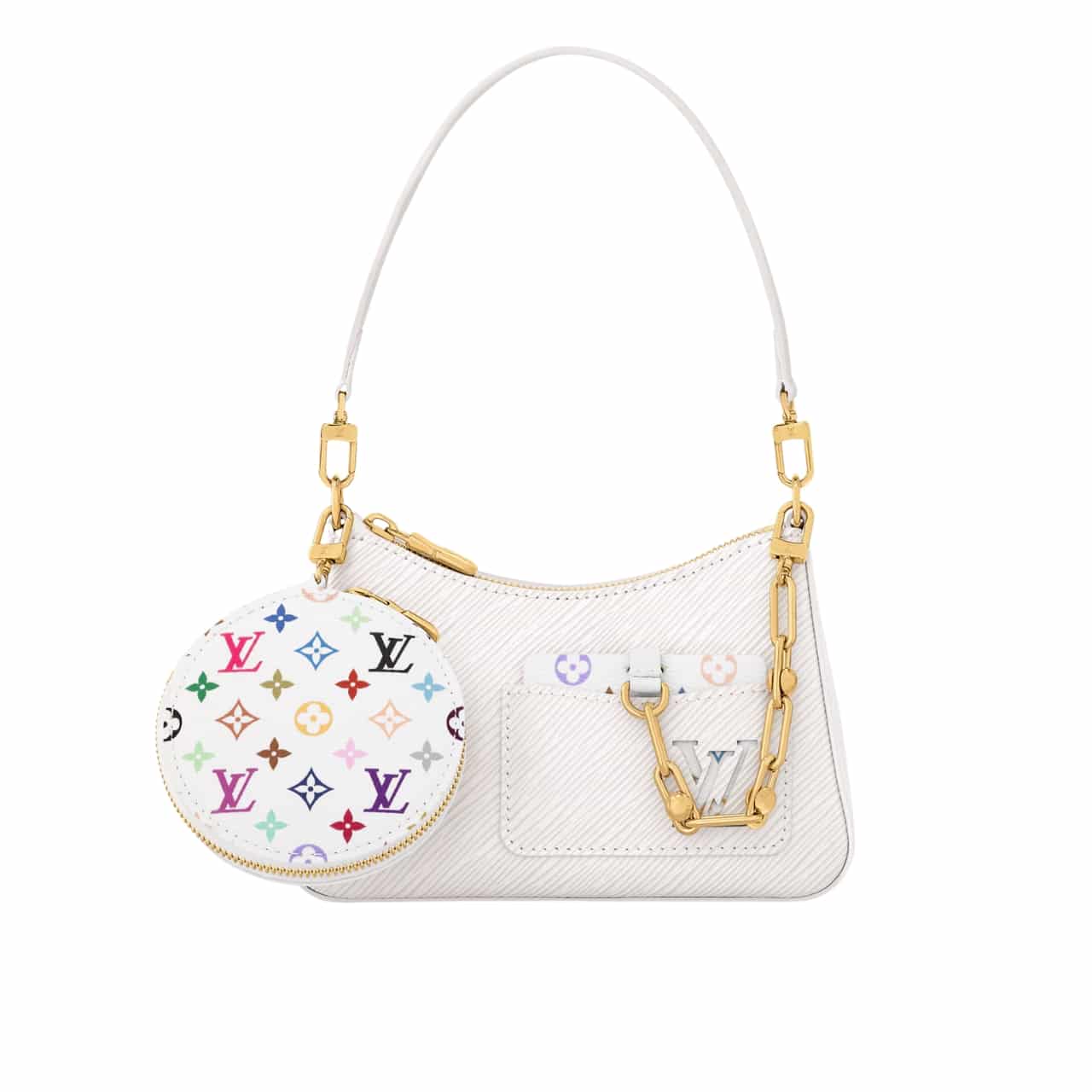Louis Vuitton X Murakami Marellini Bag White 19Cm M13100