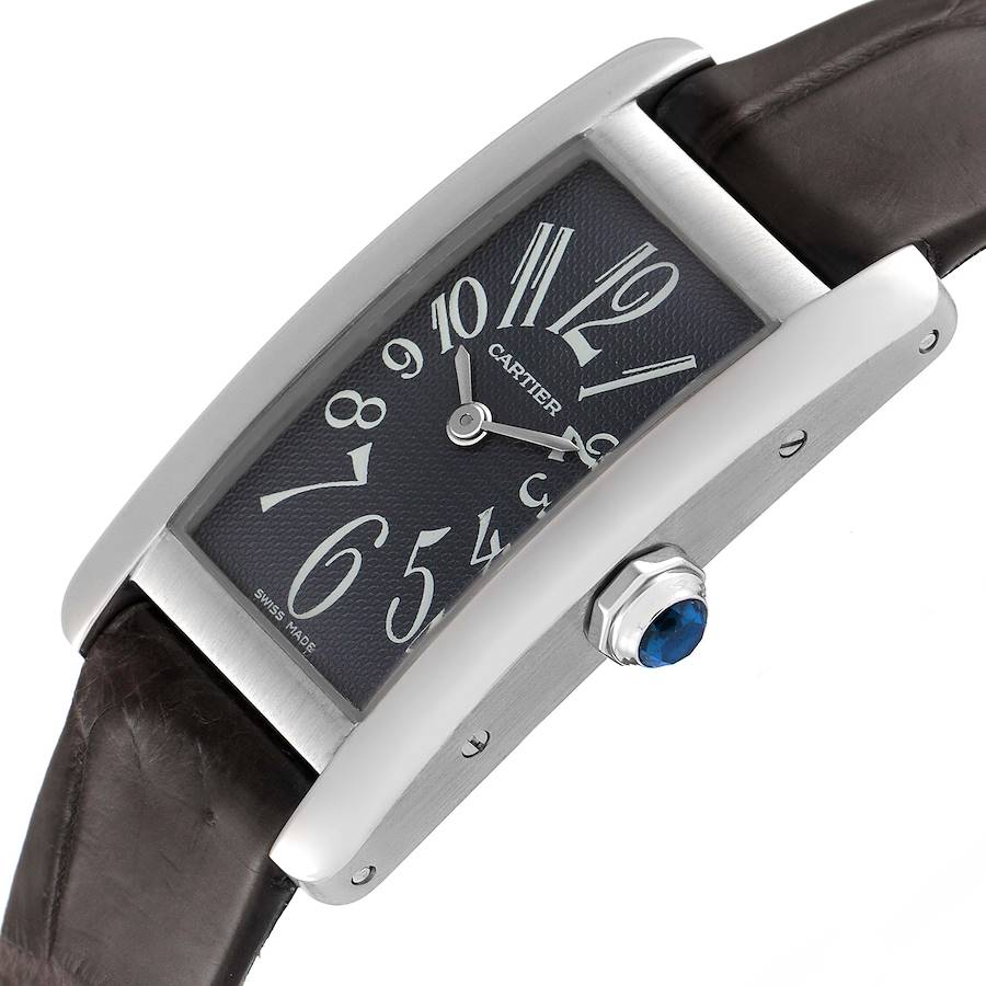 Cartier Tank Americaine Grey Dial White Gold Ladies Watch W2605129