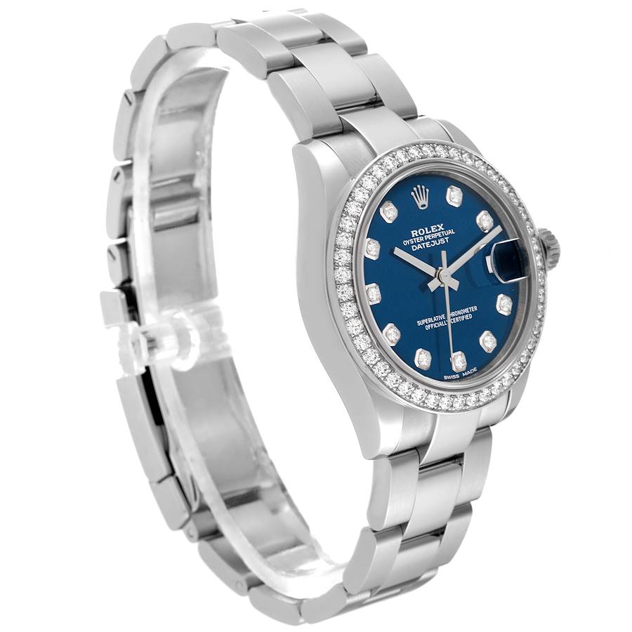 Rolex Datejust Midsize 31 Steel White Gold Diamond Ladies Watch 178384