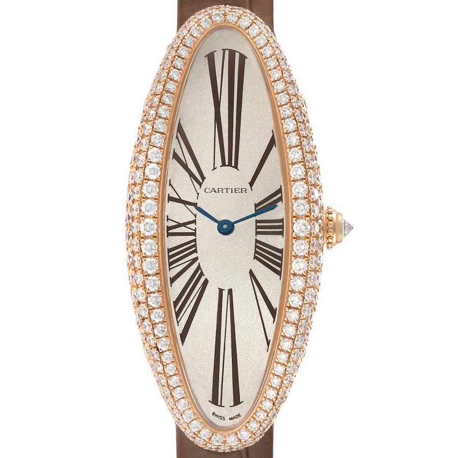 Cartier Baignoire Allongee Rose Gold Diamond Ladies Watch WJBA0006