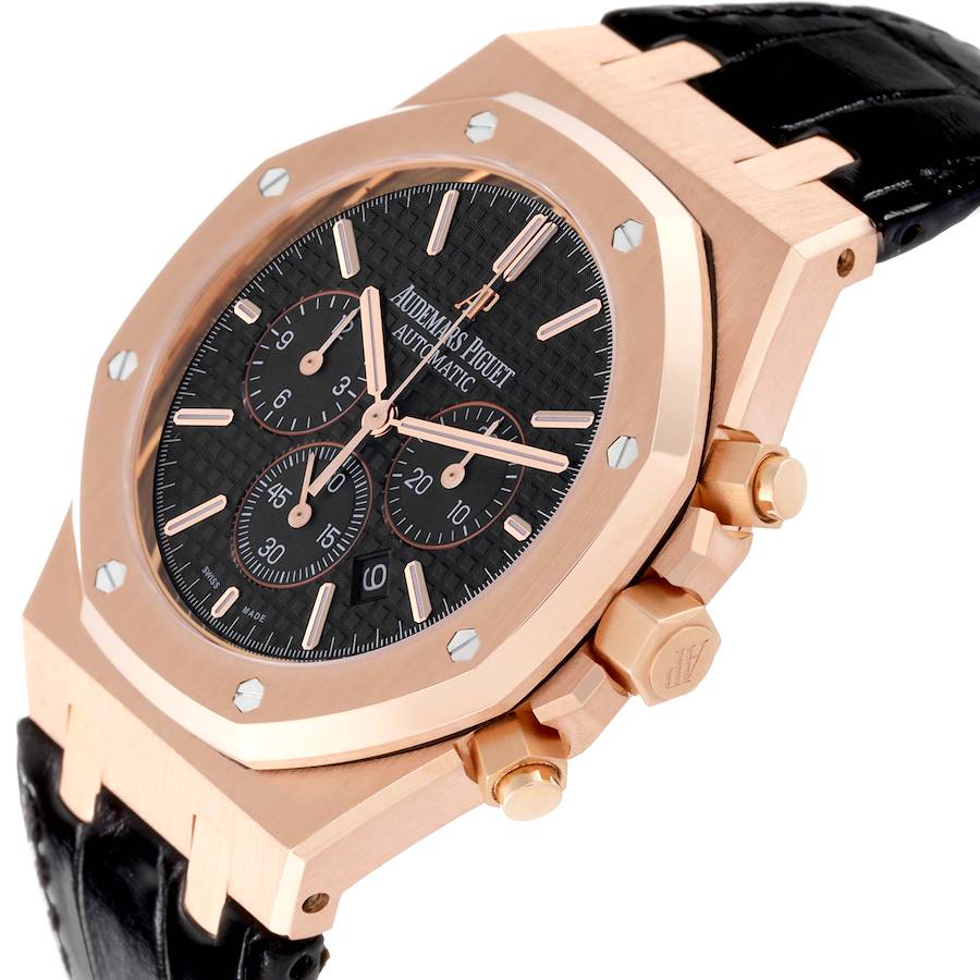 Audemars Piguet Royal Oak Rose Gold Black Dial Mens Watch 26320OR