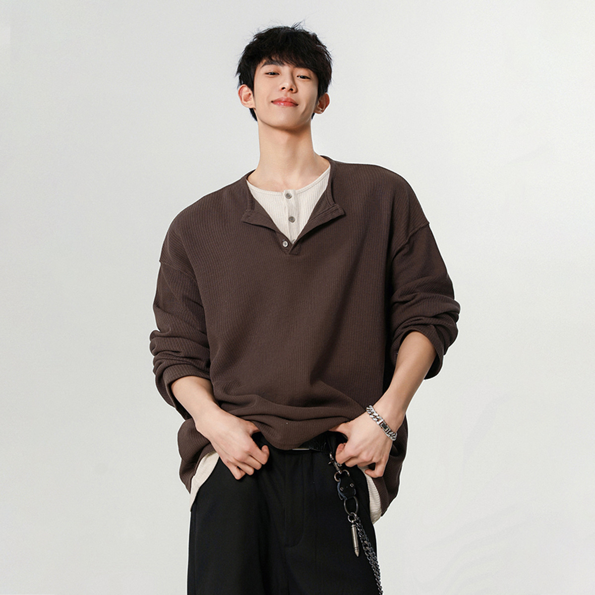 Men's high-end Korean style long-sleeved T-shirt