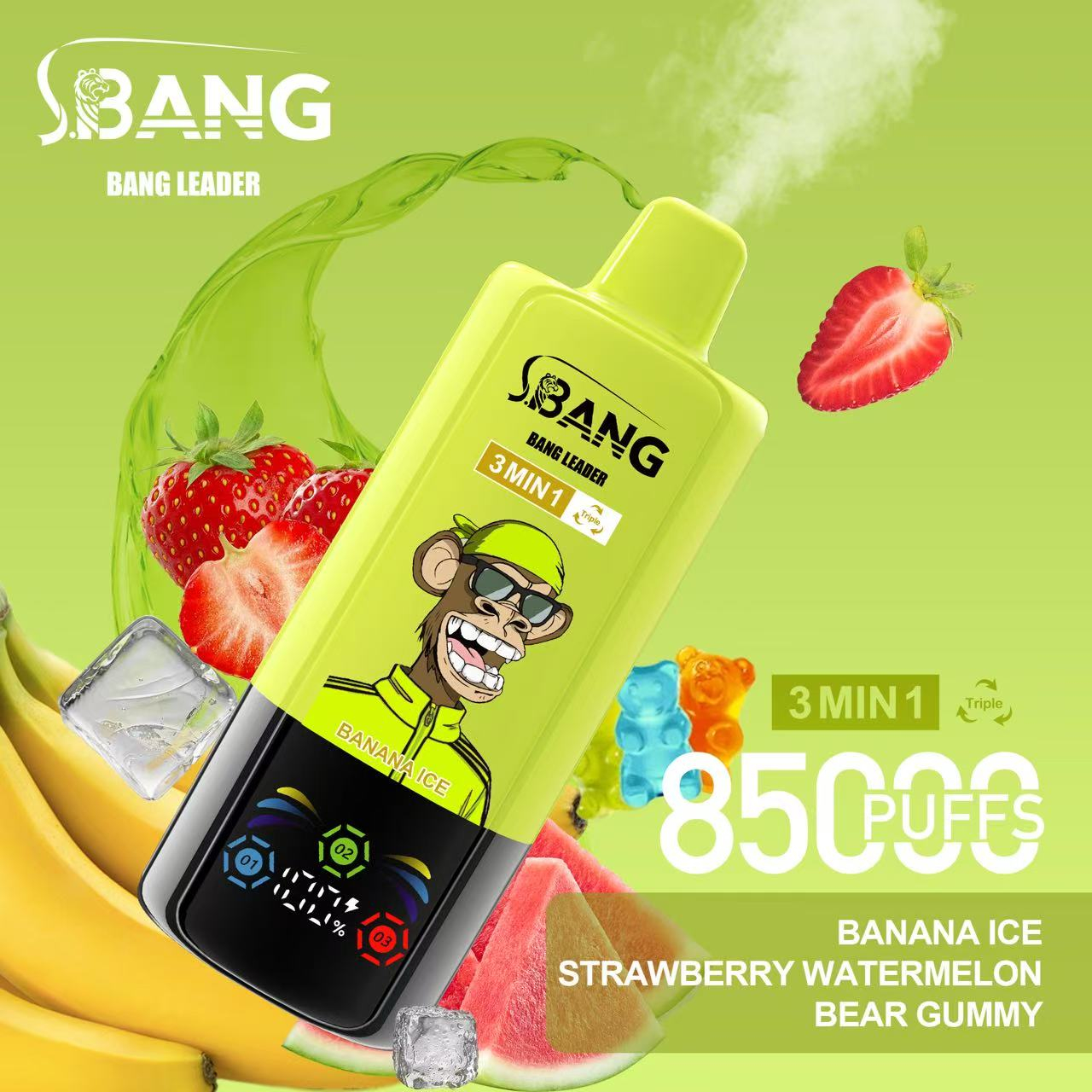 Bang Leader 85K Puffs 3-in-1 Prefilled Vape Device - 3 Flavours, Rechargeable, 850mAh