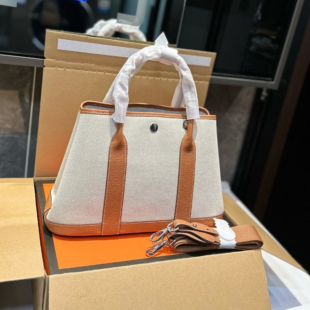 Hermes Garden Party 30 Handbag Canvas Orange 30cm