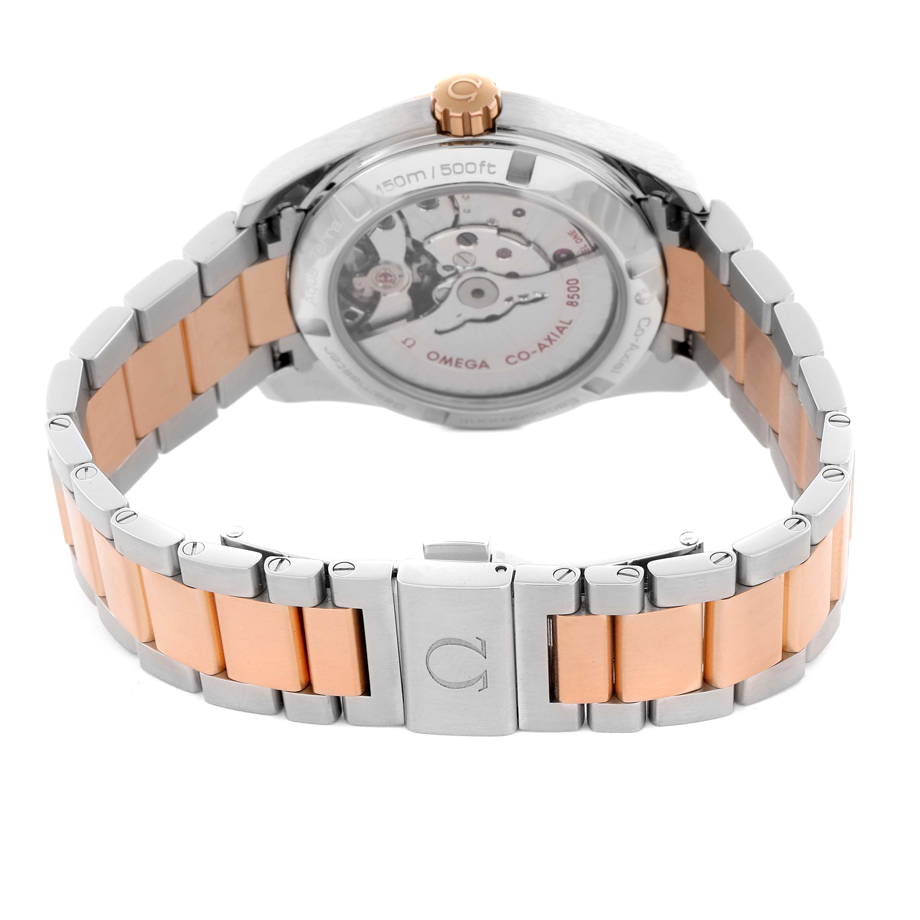 Omega Aqua Terra Steel Rose Gold Diamond Mens Watch 38.5 MM 231.20.39.21.51.002