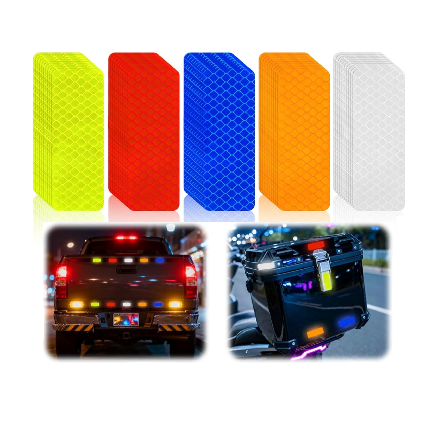 100pcs Reflective Stickers Hi Vis Reflective Tape Outdoor Waterproof Reflective Strips for Bikes Car Trailer Motorcycle Helmet Backpack Mailbox Scooter Golf Cart Clothing Post Red Yellow (100pcs)