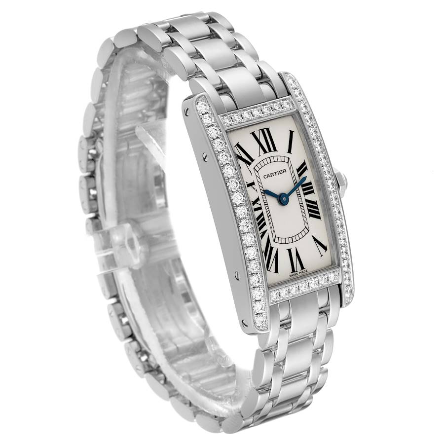 Cartier Tank Americaine White Gold Diamond Ladies Watch WB7073L1