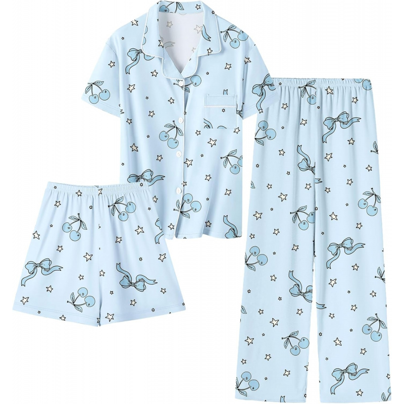 Girls Lyocell 3 Piece Pajamas Set