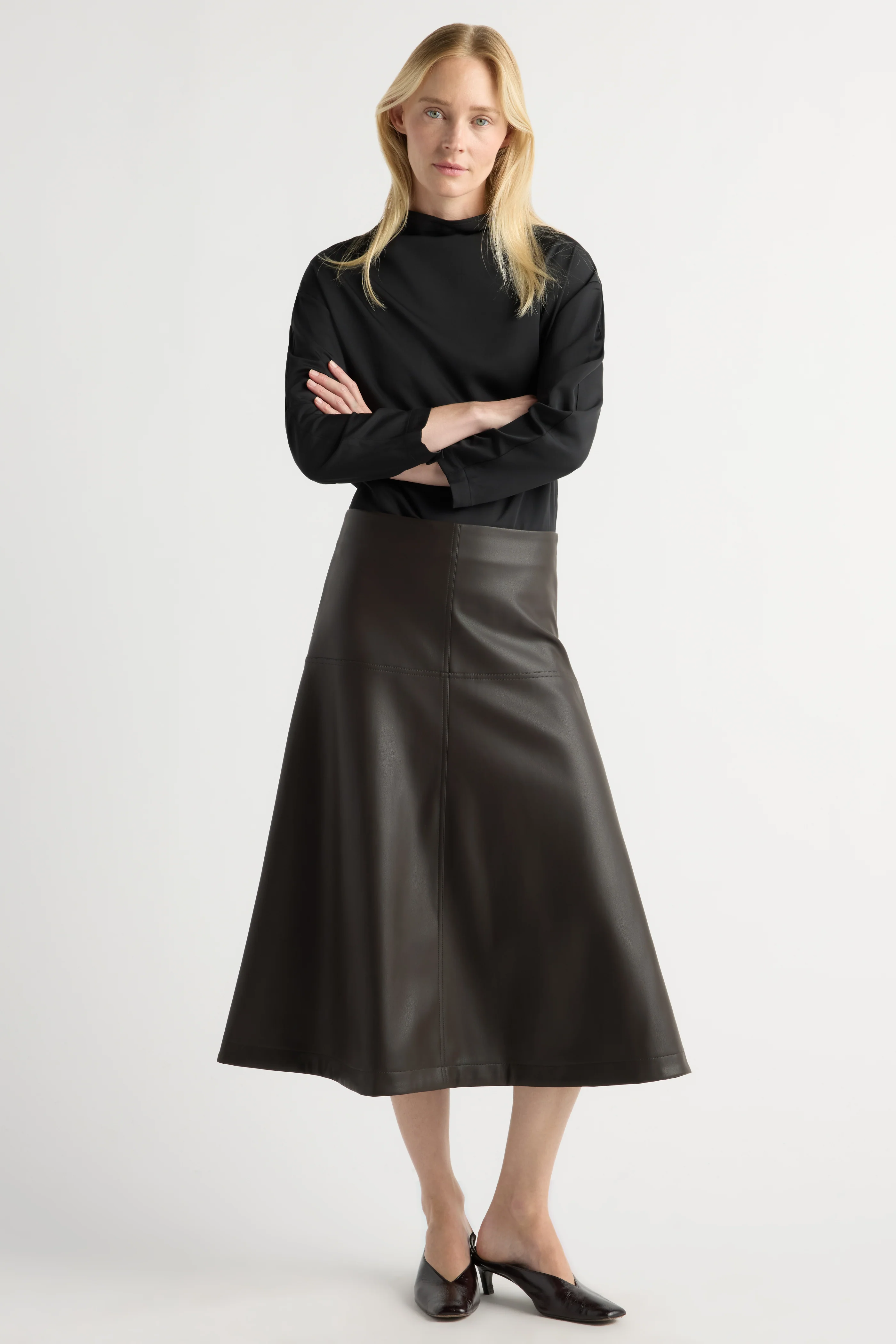 Harley A-Line Vegan Leather Skirt