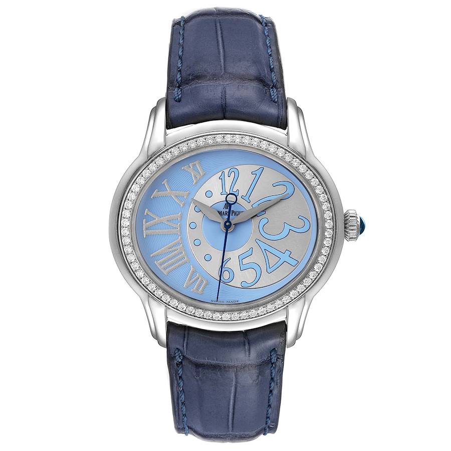 Audemars Piguet Millenary Blue Dial Steel Diamond Ladies Watch 77301ST