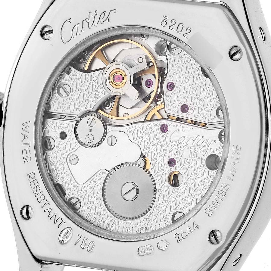 Cartier Tortue White Gold Diamond Black Strap Ladies Watch WA507231