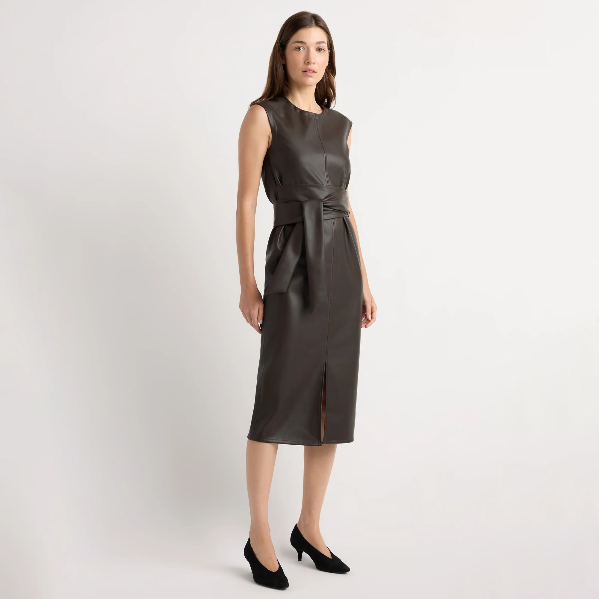 Pilar Vegan Leather Tie-Front Dress