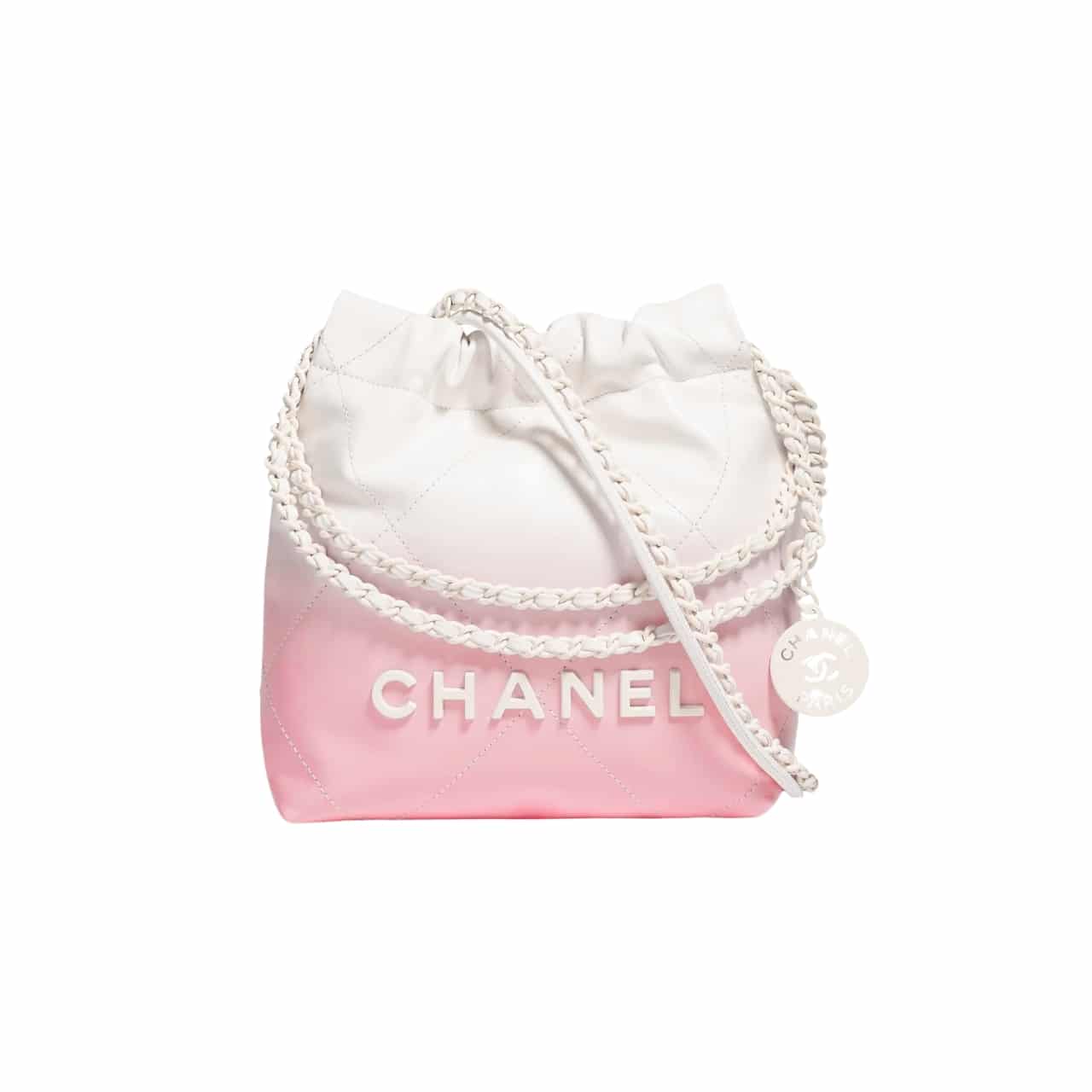 Chanel 22 Mini Handbag Patent Gradient Leather Pink 20Cm
