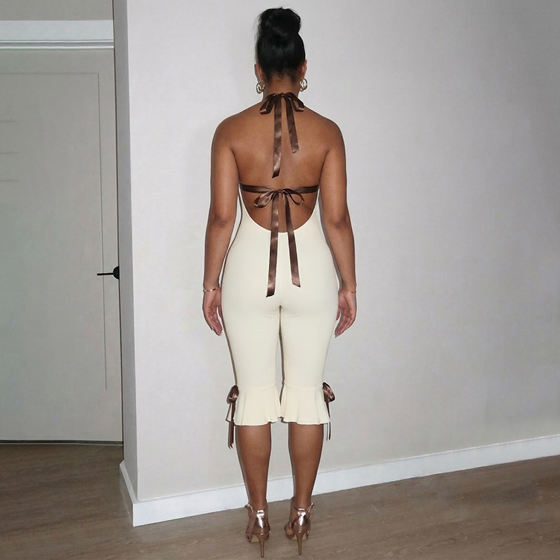 Women Spring Halter Neck Sexy Jumpsuit