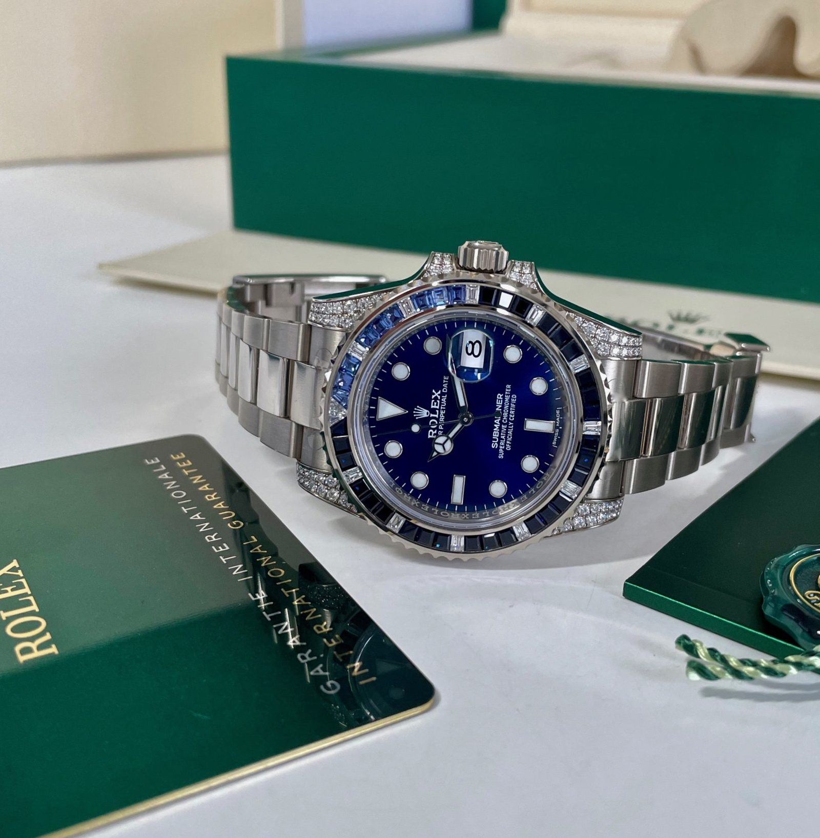 Big Promotion - Rolex Submariner Date 116659 SABR 18K White Gold Diamonds Sapphires Unworn