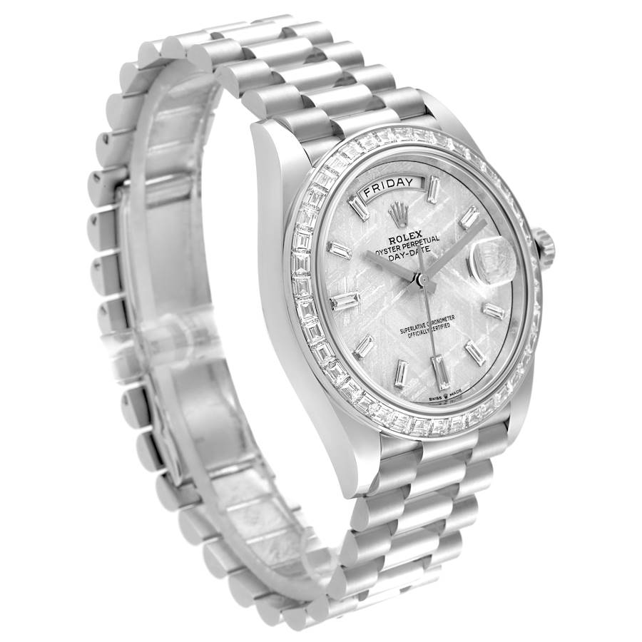 Rolex Day-Date 40 President Platinum Meteorite Diamond Mens Watch 228396