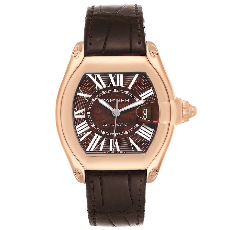 Cartier Roadster XL Rose Gold Wooden Dial Limited Edition Mens Watch W6206001