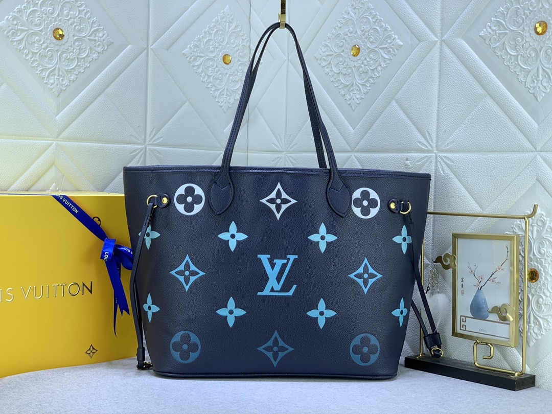 Louis Vuitton Neverfull MM Monogram Empreinte Blue 31Cm M46514