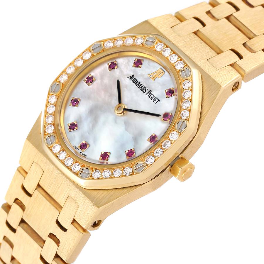 Audemars Piguet Royal Oak Yellow Gold Diamond Rubies Ladies Watch 66344BA