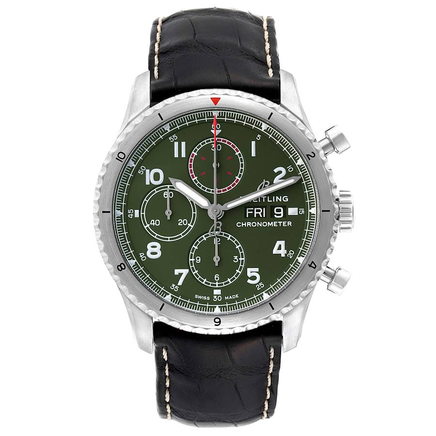 Breitling Aviator 8 Curtiss Warhawk Green Dial Steel Mens Watch A13316