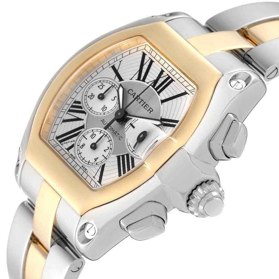 Cartier Roadster Chronograph Steel Yellow Gold Mens Watch W62027Z1