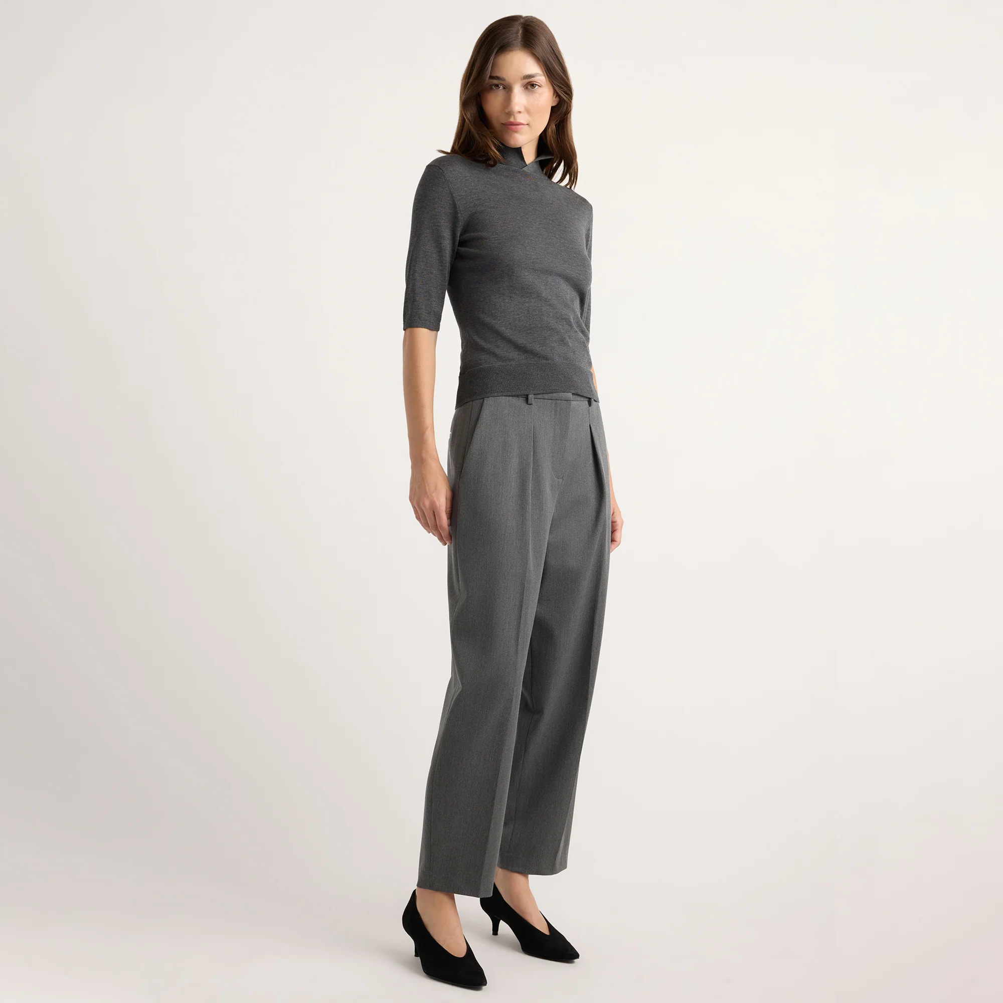 Francine Pleated Suiting Carrot-Leg Pant