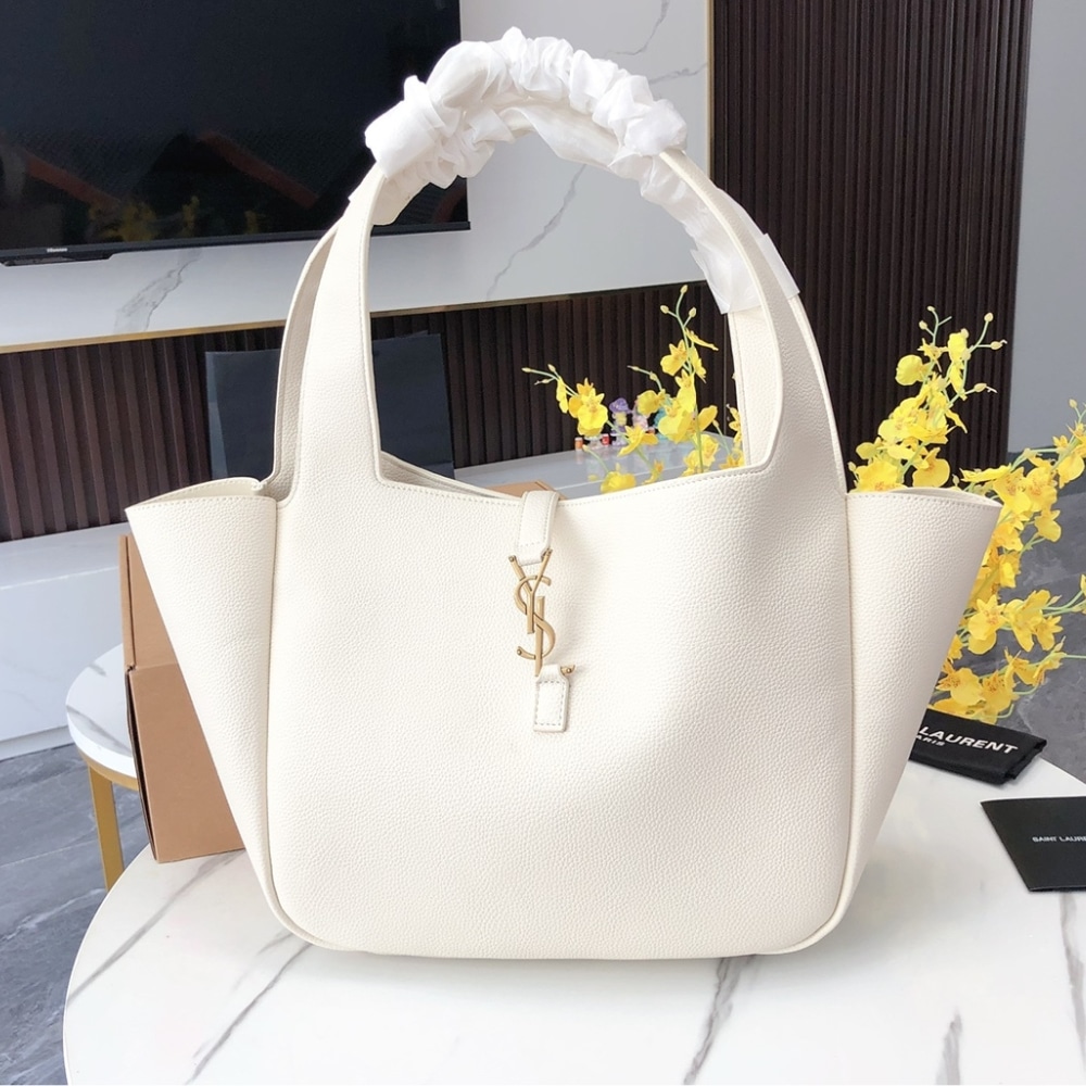 Saint Laurent Le 5 À 7 Bea In Grained Leather White 50Cm 763435Aaddg