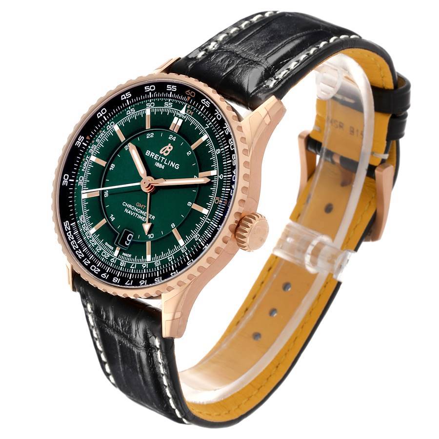 Breitling Navitimer GMT Green Dial Rose Gold Mens Watch R32310