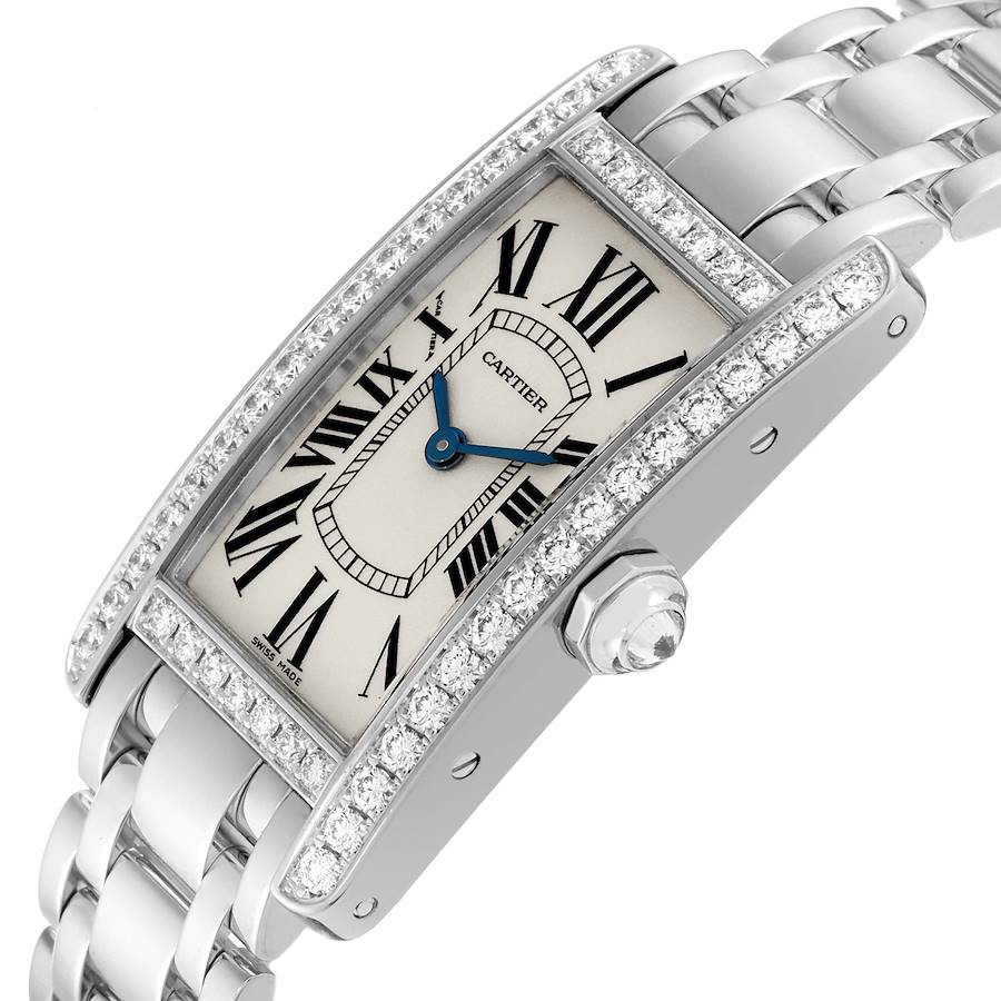 Cartier Tank Americaine White Gold Diamond Ladies Watch WB7073L1