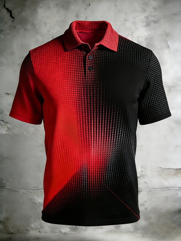 Moisture Wicking 3D Gradient Abstract Polka Dot Short Sleeve Golf Polo