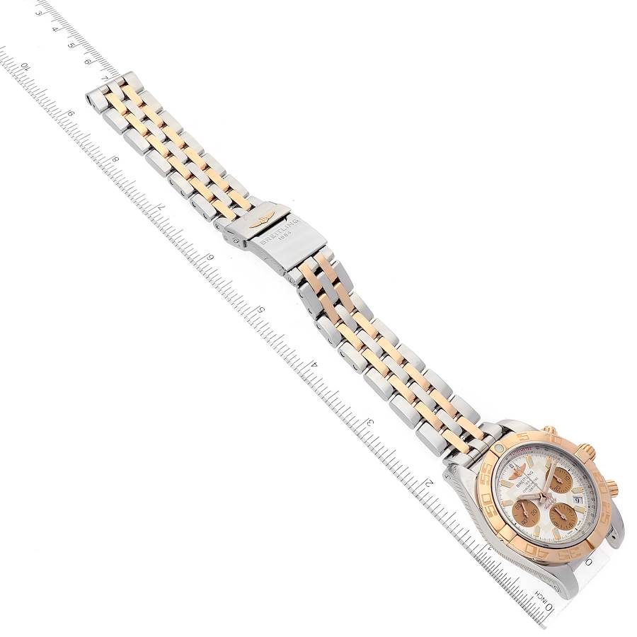 Breitling Chronomat 41 Steel Rose Gold Silver Dial Mens Watch CB0140