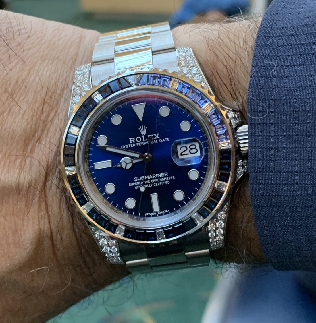 Big Promotion - Rolex Submariner Date 116659 SABR 18K White Gold Diamonds Sapphires Unworn