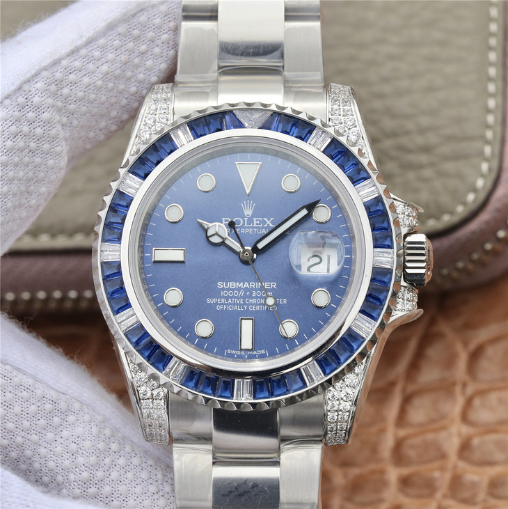 Rolex Submariner Date 116659 SABR 18K White Gold Diamonds Sapphires UNWORN
