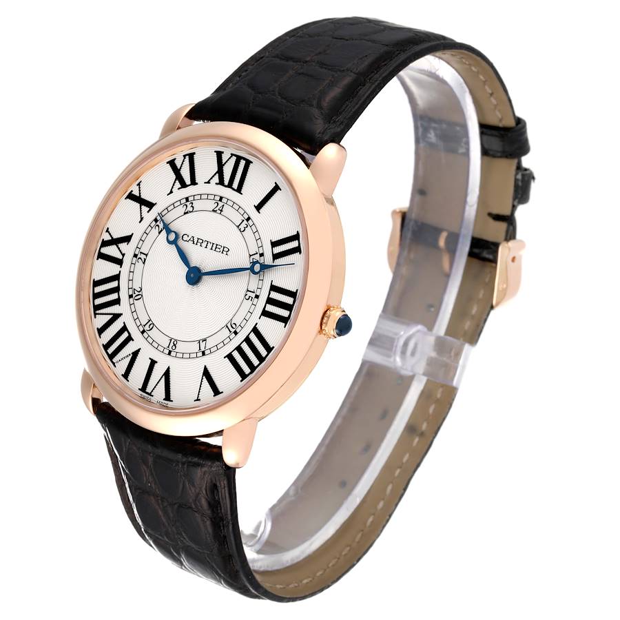 Cartier Ronde Louis Rose Gold Silver Dial Mens Watch W6801004