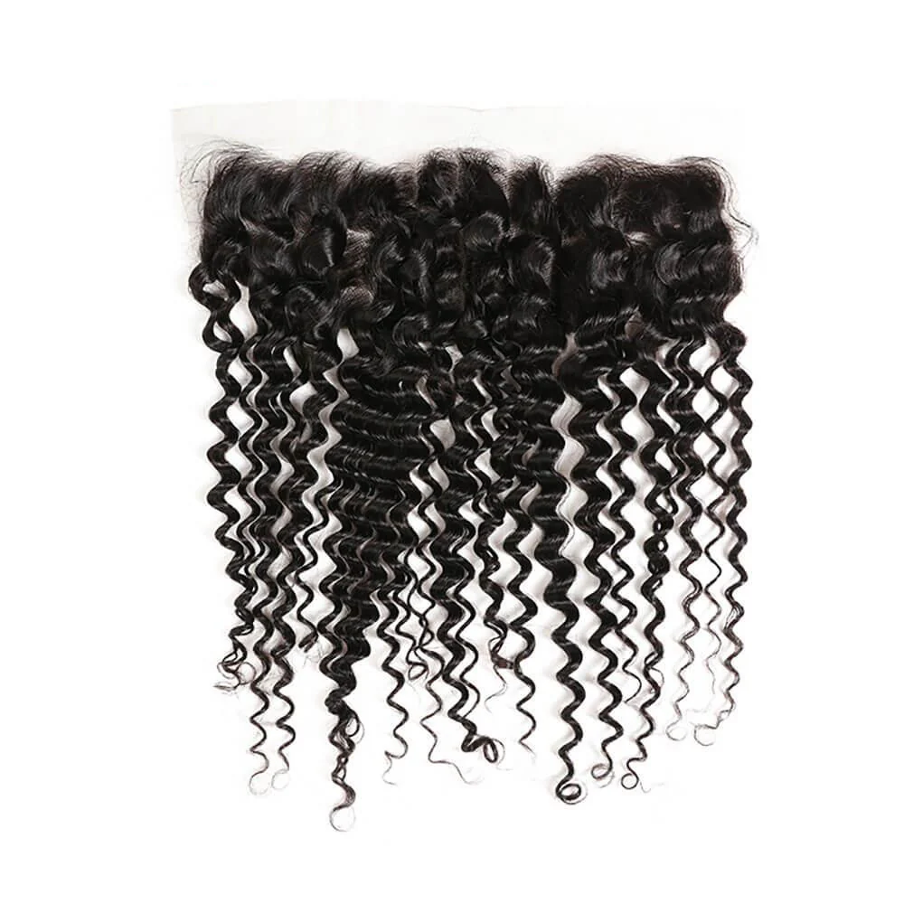 5x5/13x6/13x4 Transparent Lace Frontal Closure Brazilian Deep Wave Virgin Hair Ear to Ear Frontal Free Part