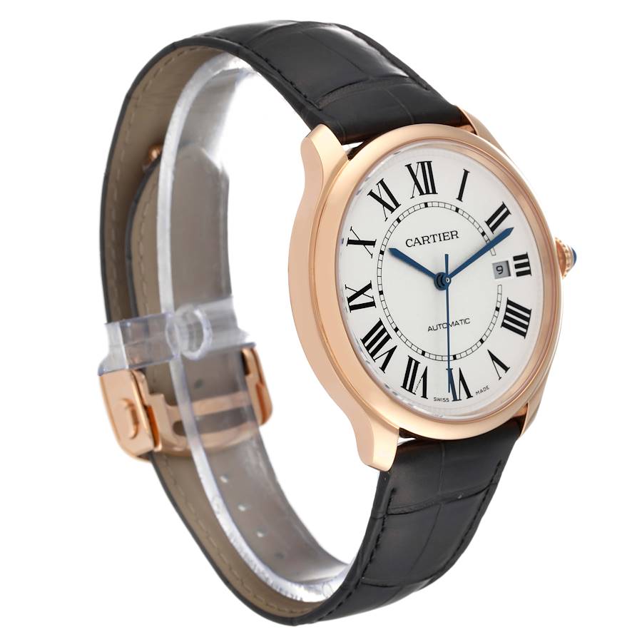 Cartier Ronde Louis Rose Gold Silver Dial Automatic Mens Watch WGRN0011